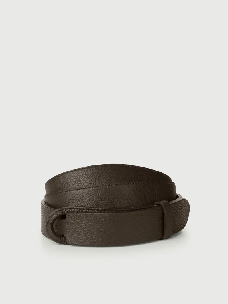 cintura nobuckle pelle micron e tessuto