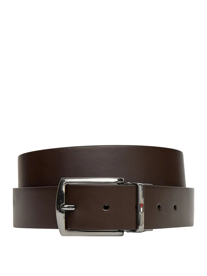 Cintura Tommy Hilfiger Reversibile Denton In Pelle - Nero