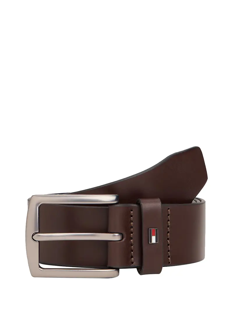 Cintura Tommy Hilfigier Denton In Pelle - Marrone