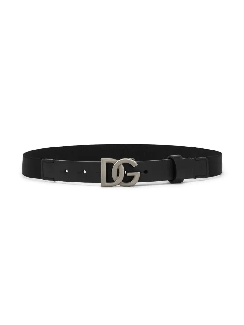 Cintura unisex in pelle nera con logo