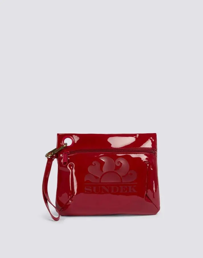 Clutch pochette con moschettone