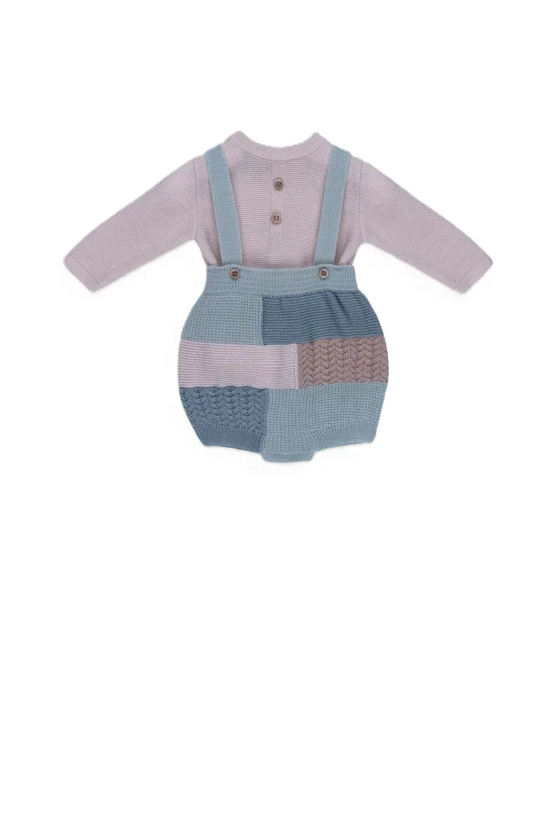 Completo azzurro/bianco per neonato