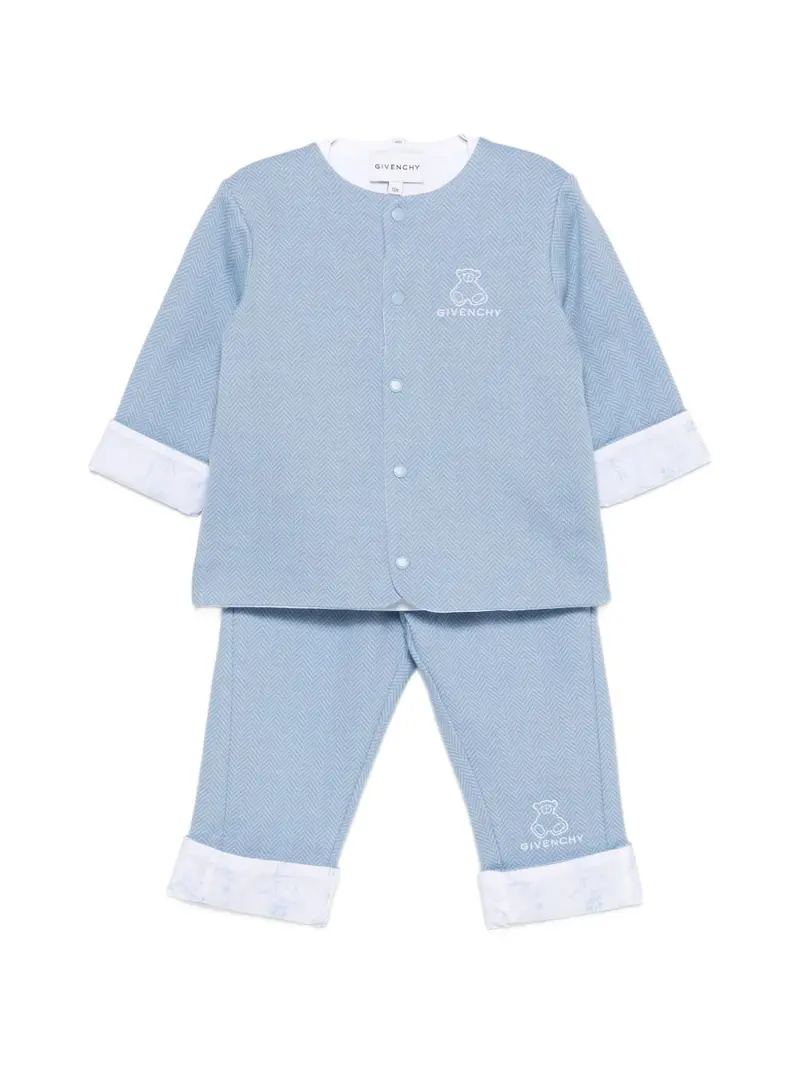 Completo azzurro cielo/bianco per neonato