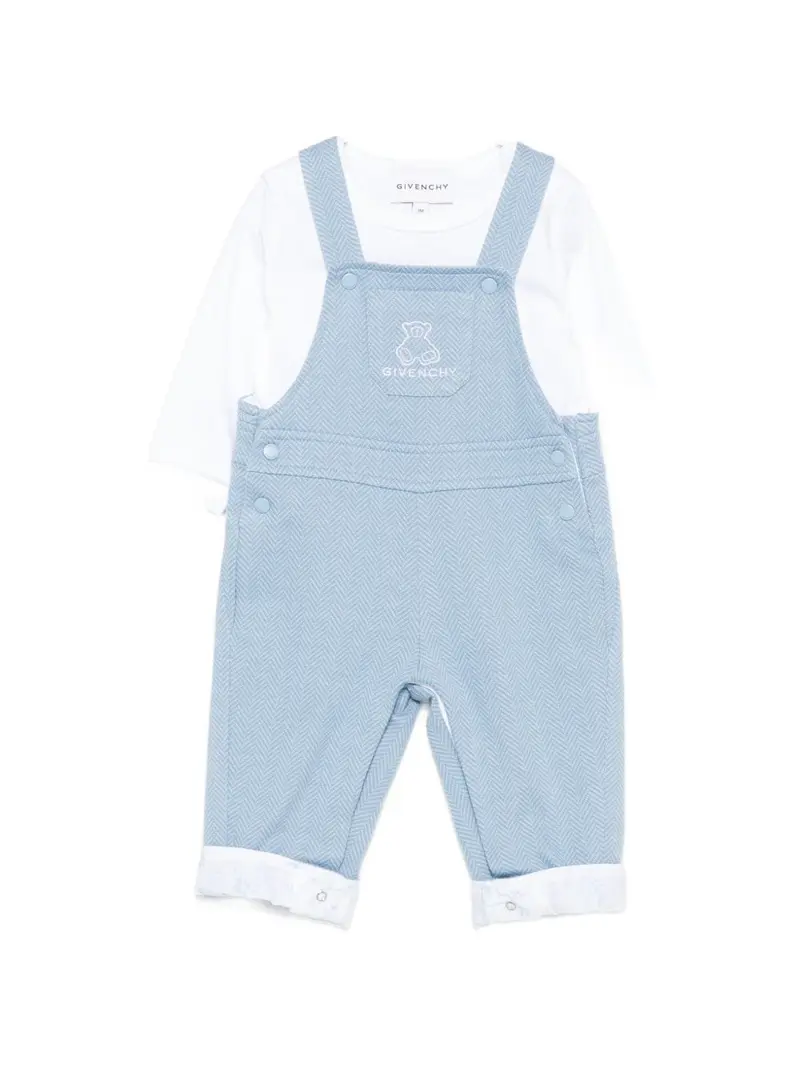 Completo azzurro cielo/bianco per neonato