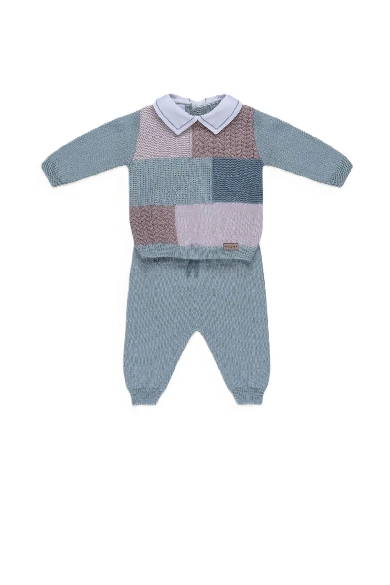 Completo azzurro/marrone per neonato