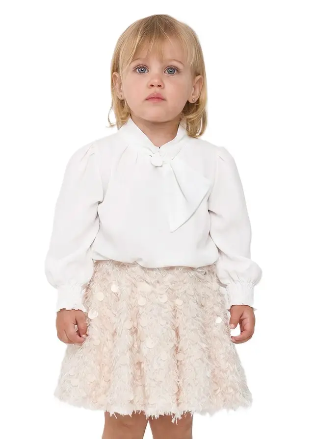 Completo beige/bianco per bambina