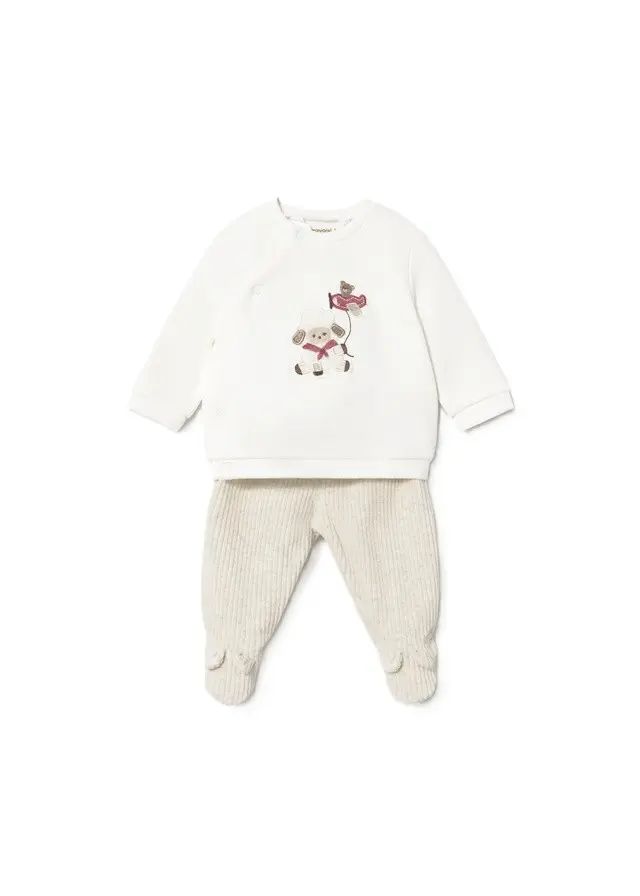 Completo bianco/beige per neonato