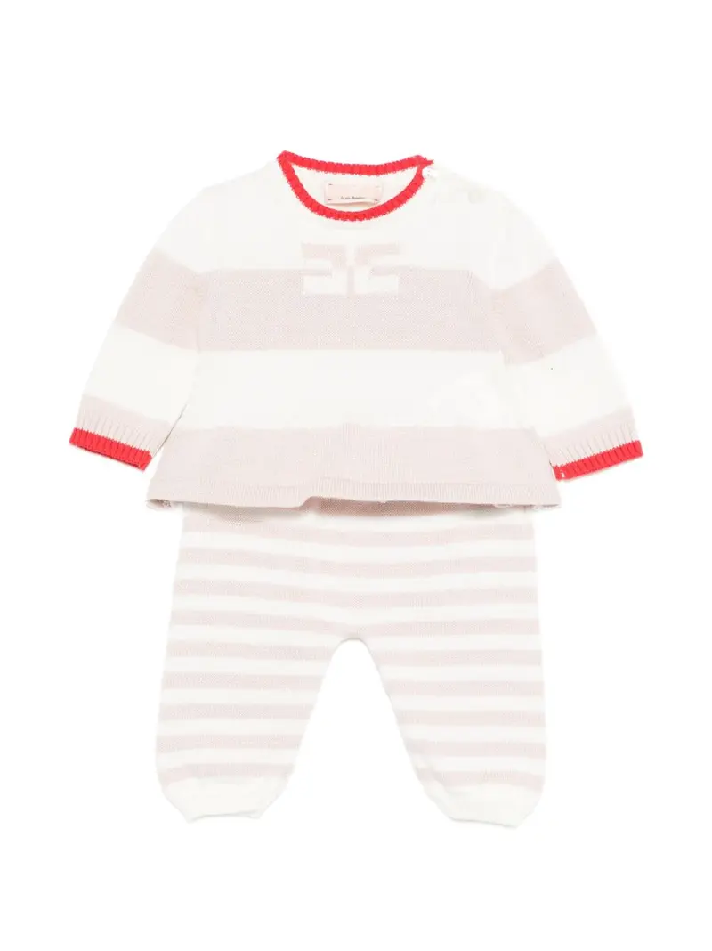 Completo bianco/beige/rosso per neonata
