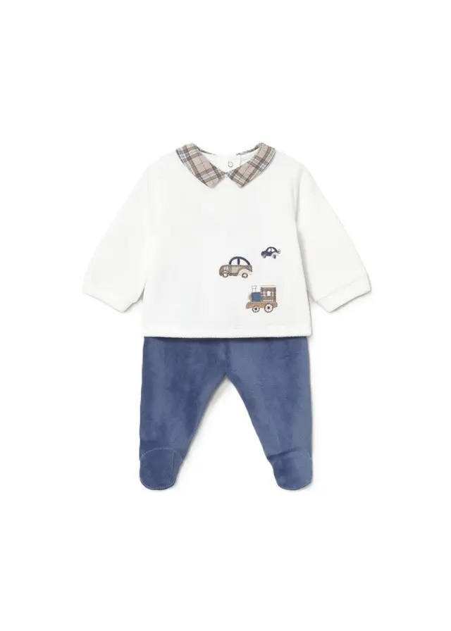 Completo bianco/blu per neonato