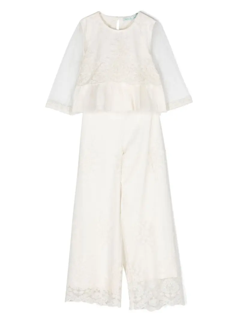 Completo bianco per bambina in organza