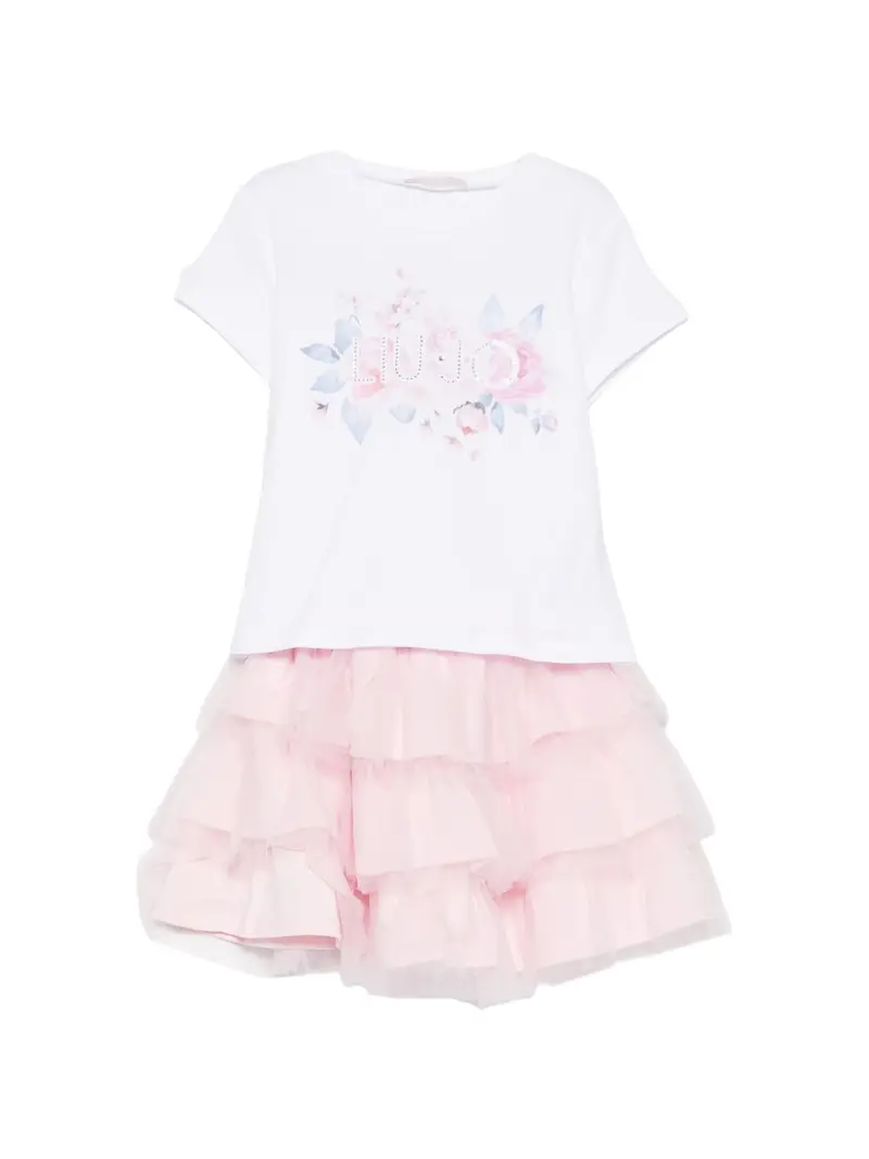 Completo bianco/rosa per bambina