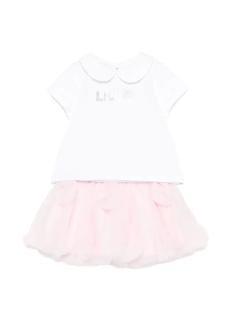Completo bianco/rosa per neonata