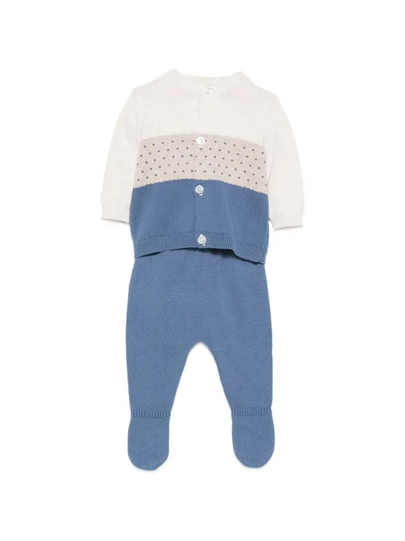 Completo blu/bianco/beige per neonato