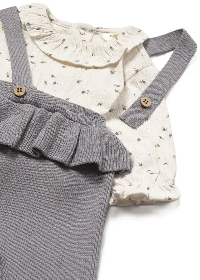 Completo ecru/grigio per neonata
