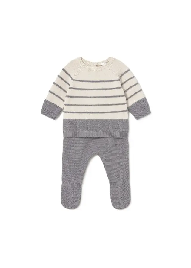 Completo ecru/grigio per neonato