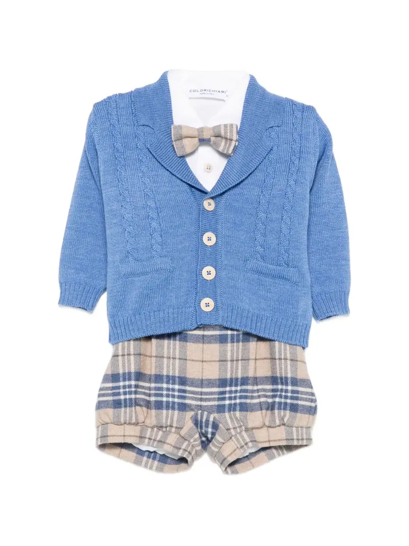 Completo elegante azzurro/beige per neonato