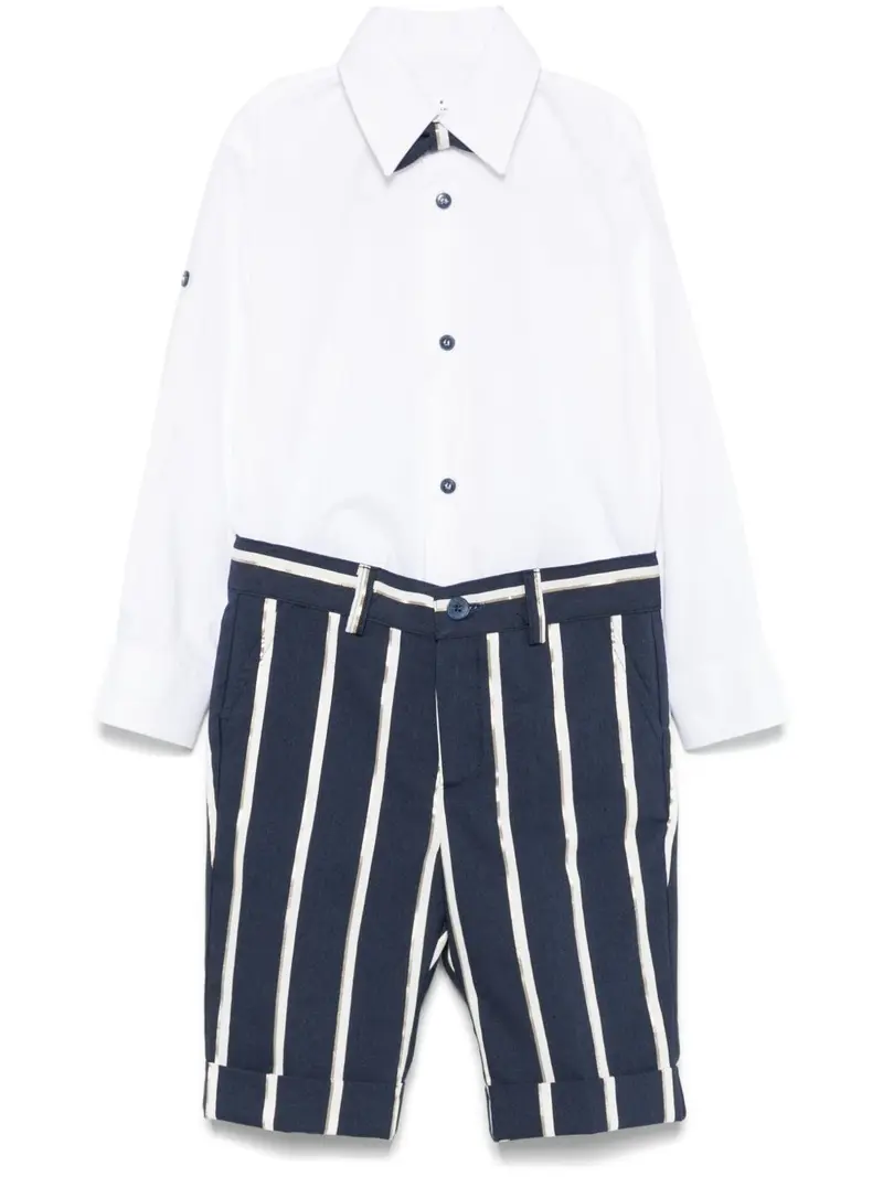 Completo elegante bianco/blu navy per bambino