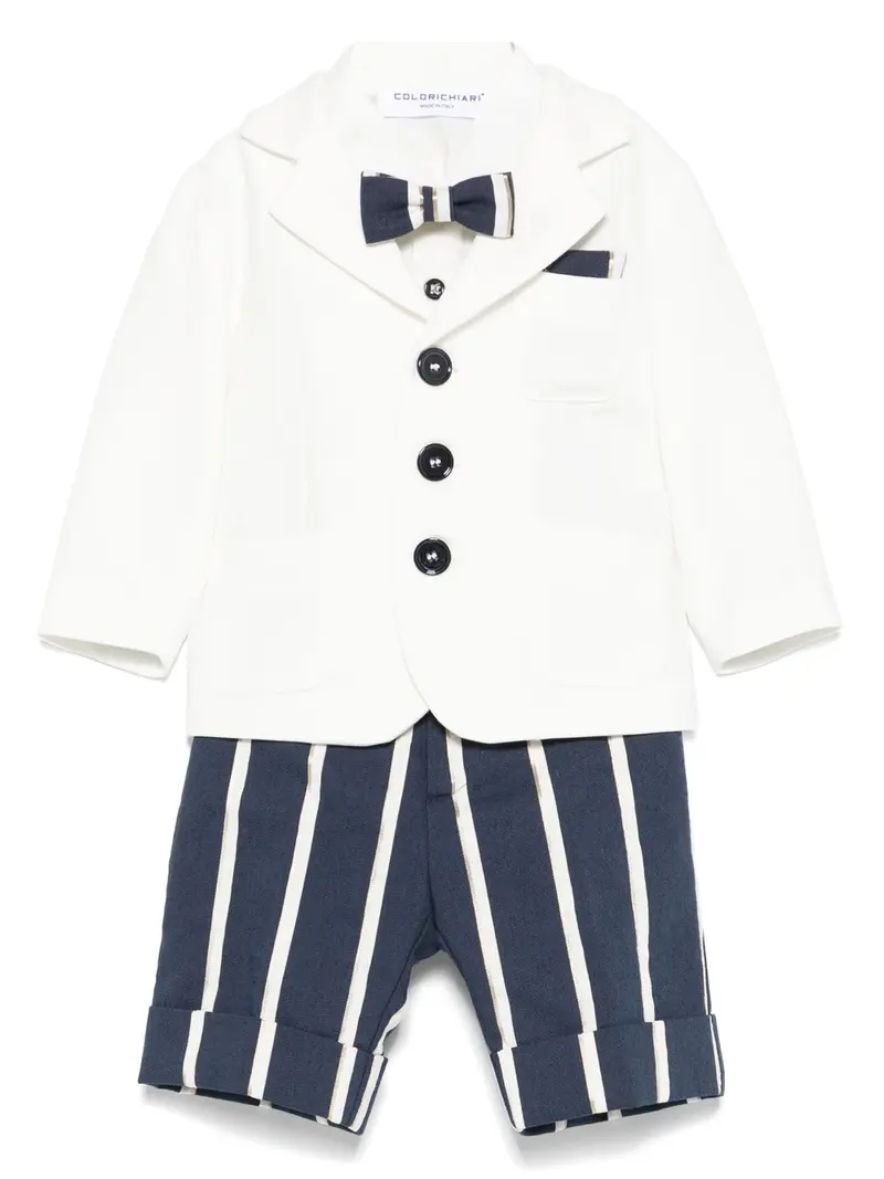 Completo elegante bianco/blu per neonato