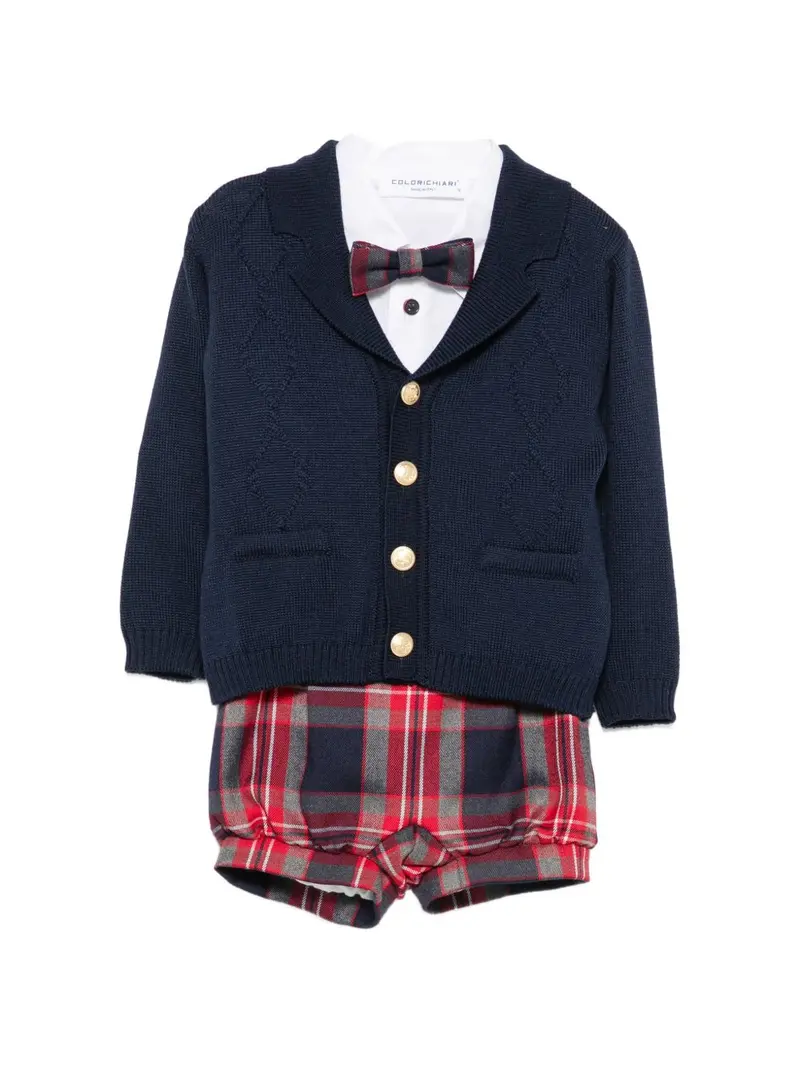 Completo elegante rosso/blu per neonato