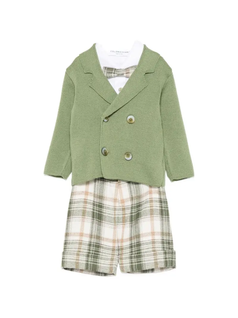 Completo elegante verde/beige per neonato
