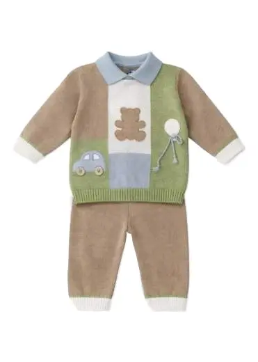 Completo marrone/bianco/verde per neonato