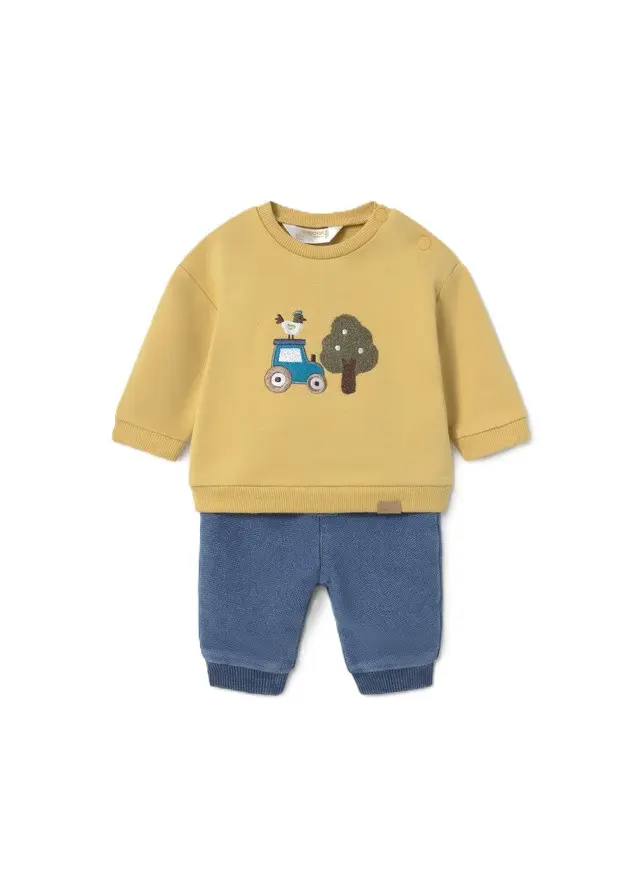 Completo ocra/blu per neonato