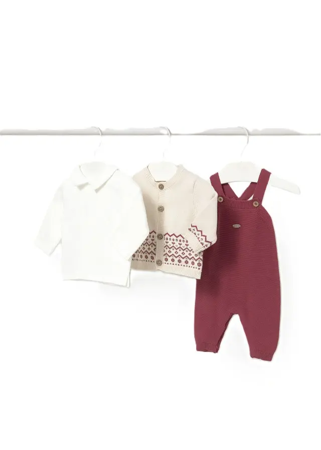 Completo prugna/bianco per neonato