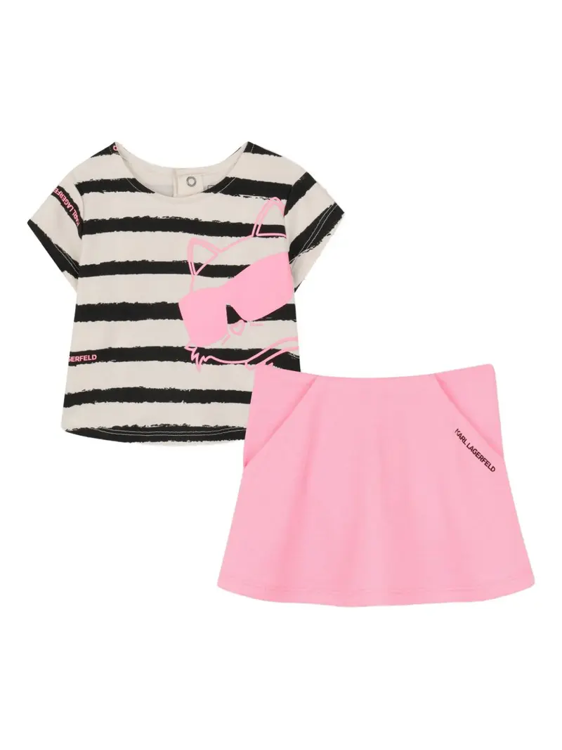 Completo rosa/bianco/nero per neonata
