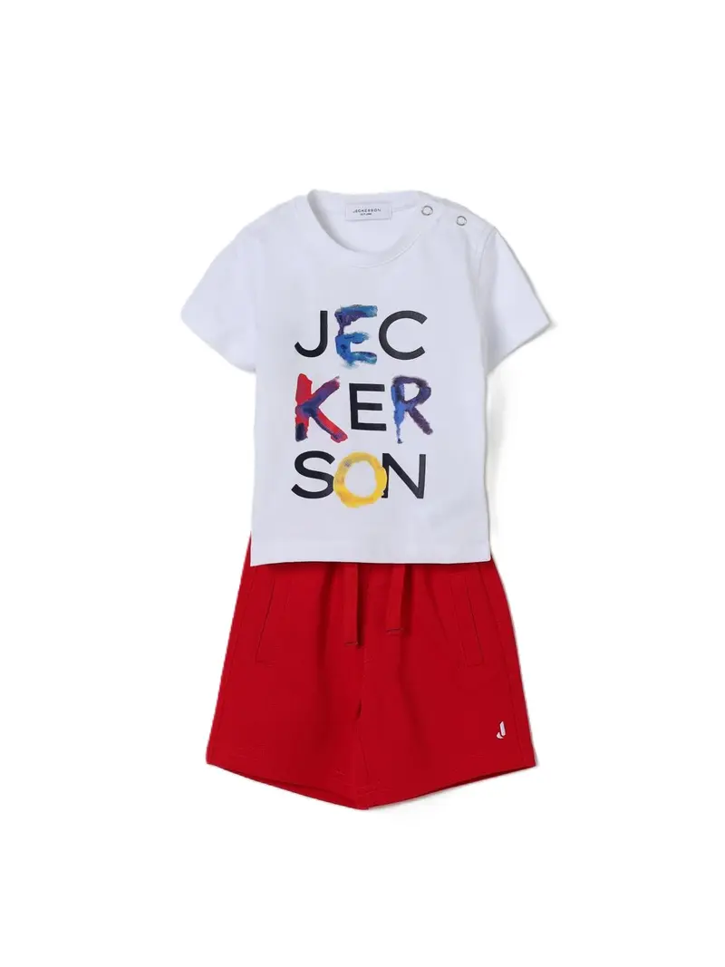 Completo sportivo bianco/rosso per neonato