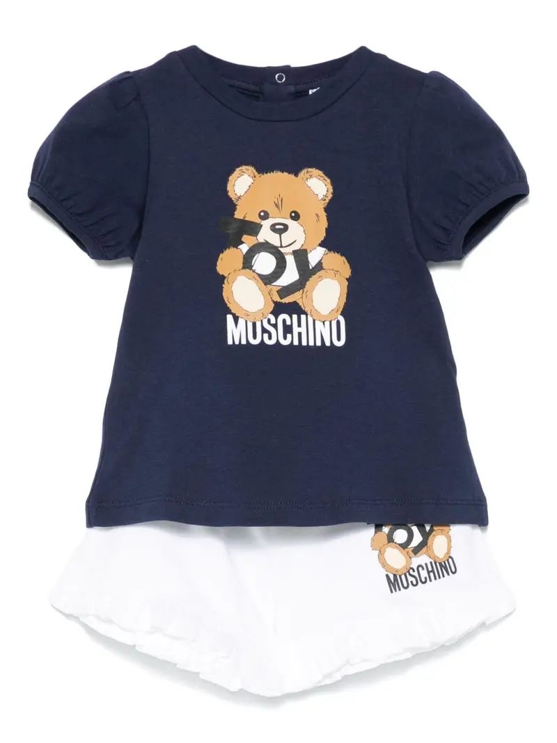 Completo sportivo blu navy/bianco per neonata