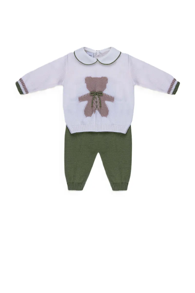 Completo vaniglia/verde per neonato