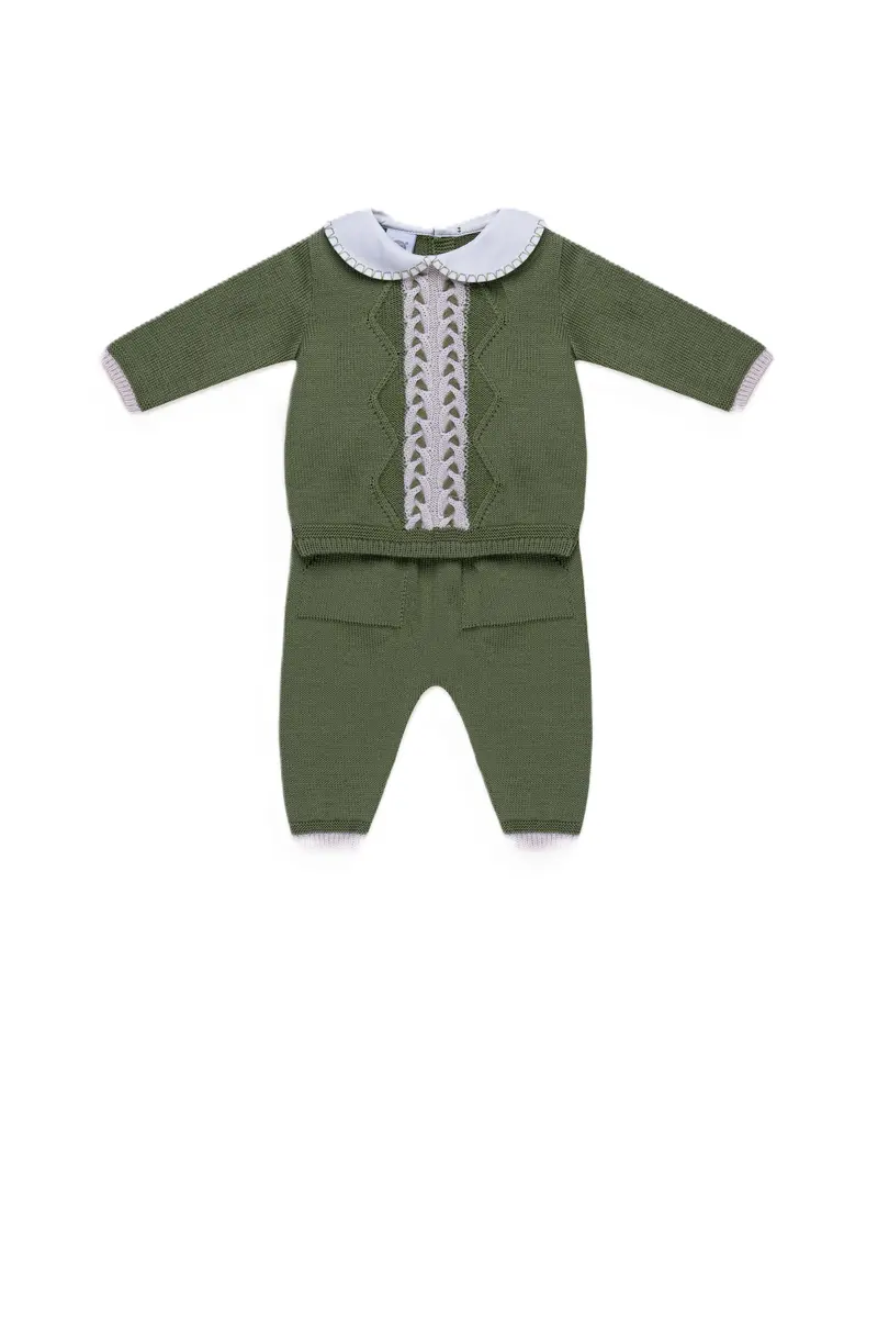 Completo verde/mandorla per neonato