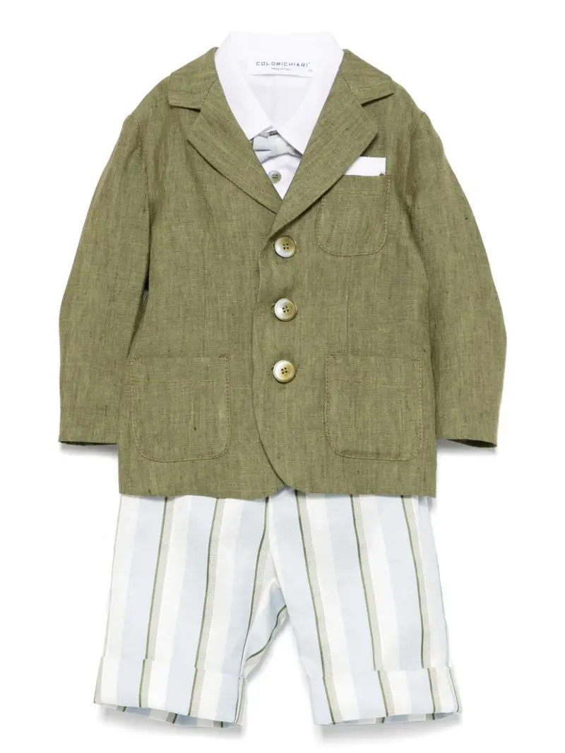 Completo verde oliva/bianco/celeste per neonato