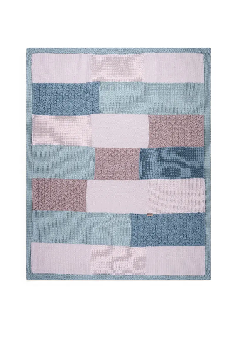 Coperta cammello/mandorla/azzurro per neonato