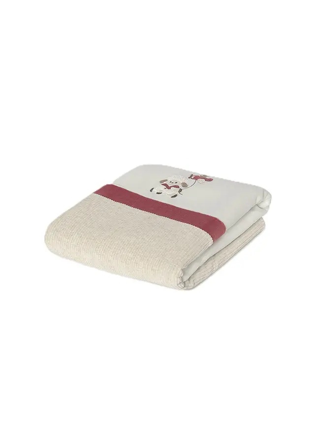 Coperta ecrù/prugna per neonata