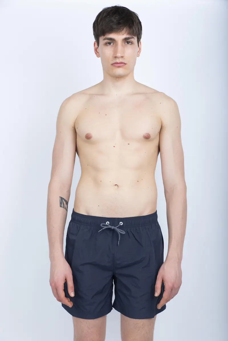Costume da bagno corto vita elasticata Crinkled dark navy