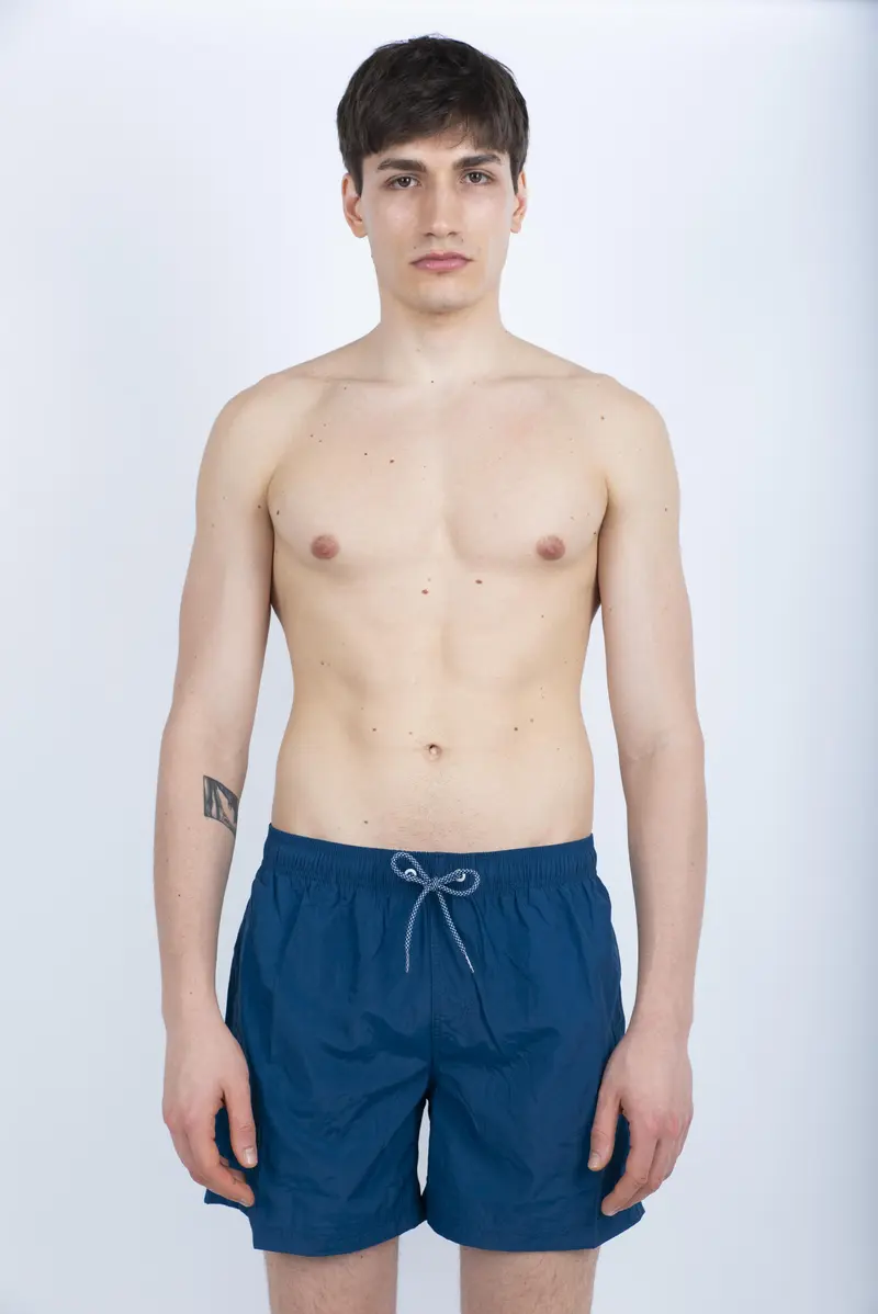 Costume da bagno corto vita elasticata Crinkled navy