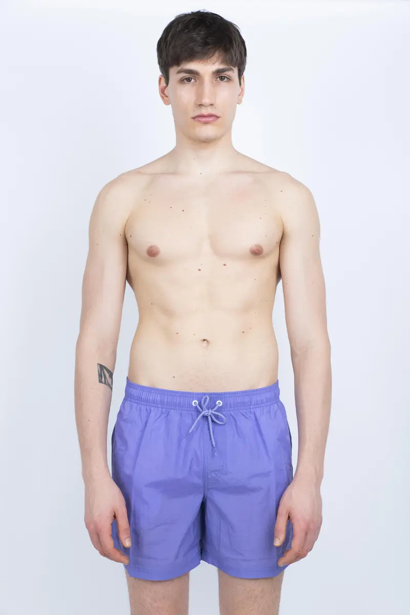 Costume da bagno corto vita elasticata Crinkled viola