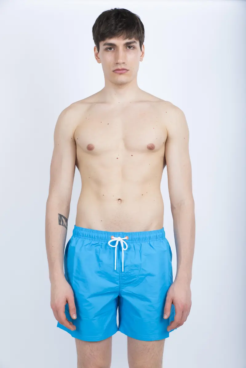 Costume da bagno corto vita elasticata Iconic Taffeta Arcobaleno 2 colori azzurro