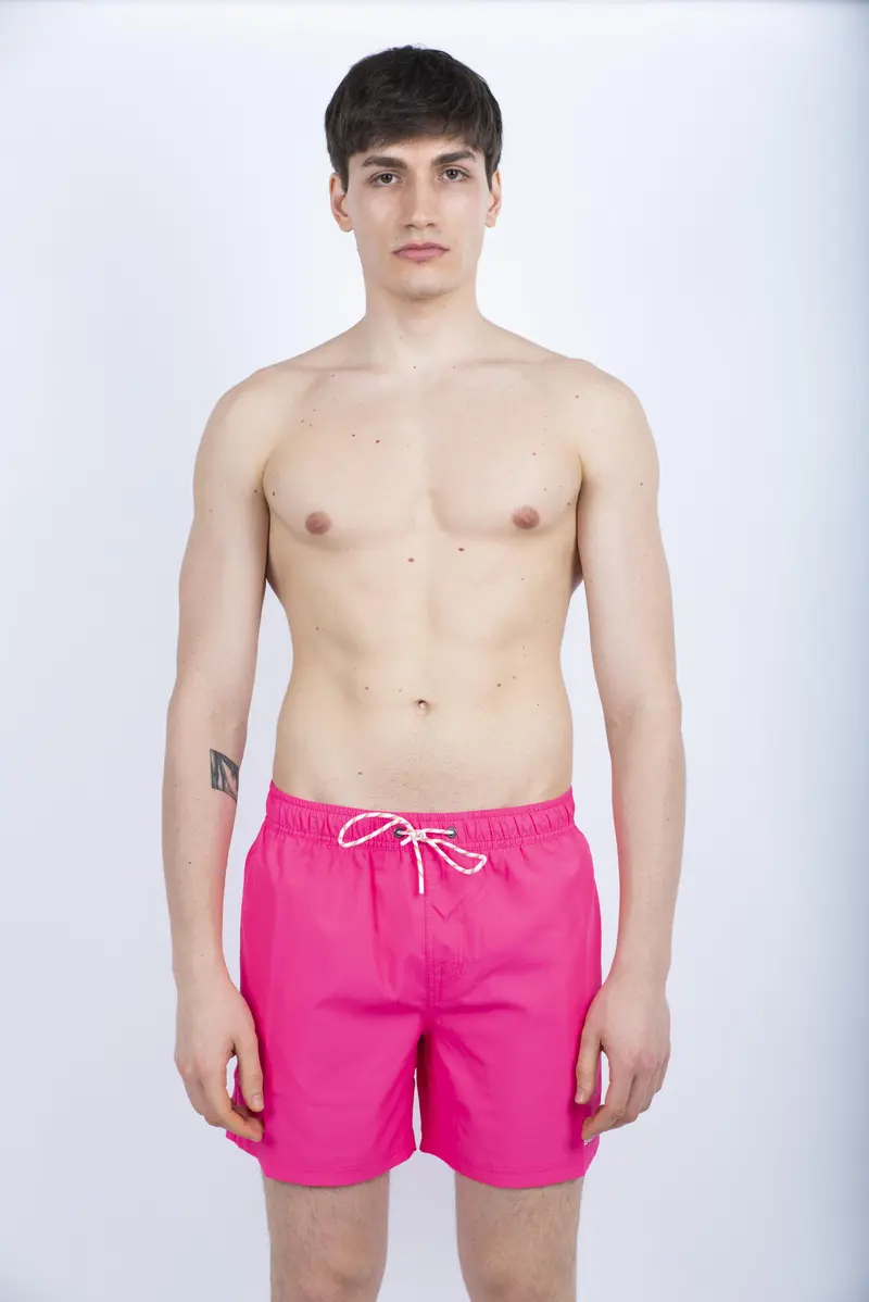 Costume da bagno corto vita elasticata in poliestere riciclato Repreve® rosa