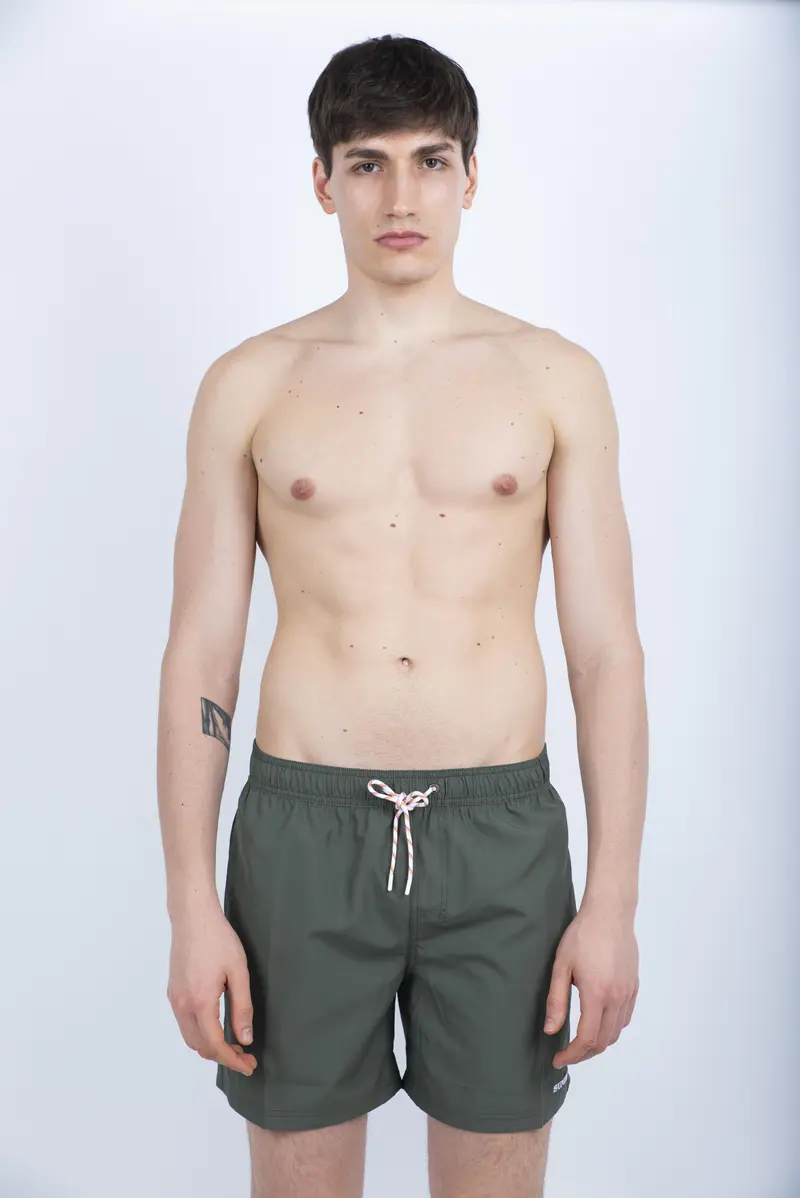 Costume da bagno corto vita elasticata in poliestere riciclato Repreve® verde