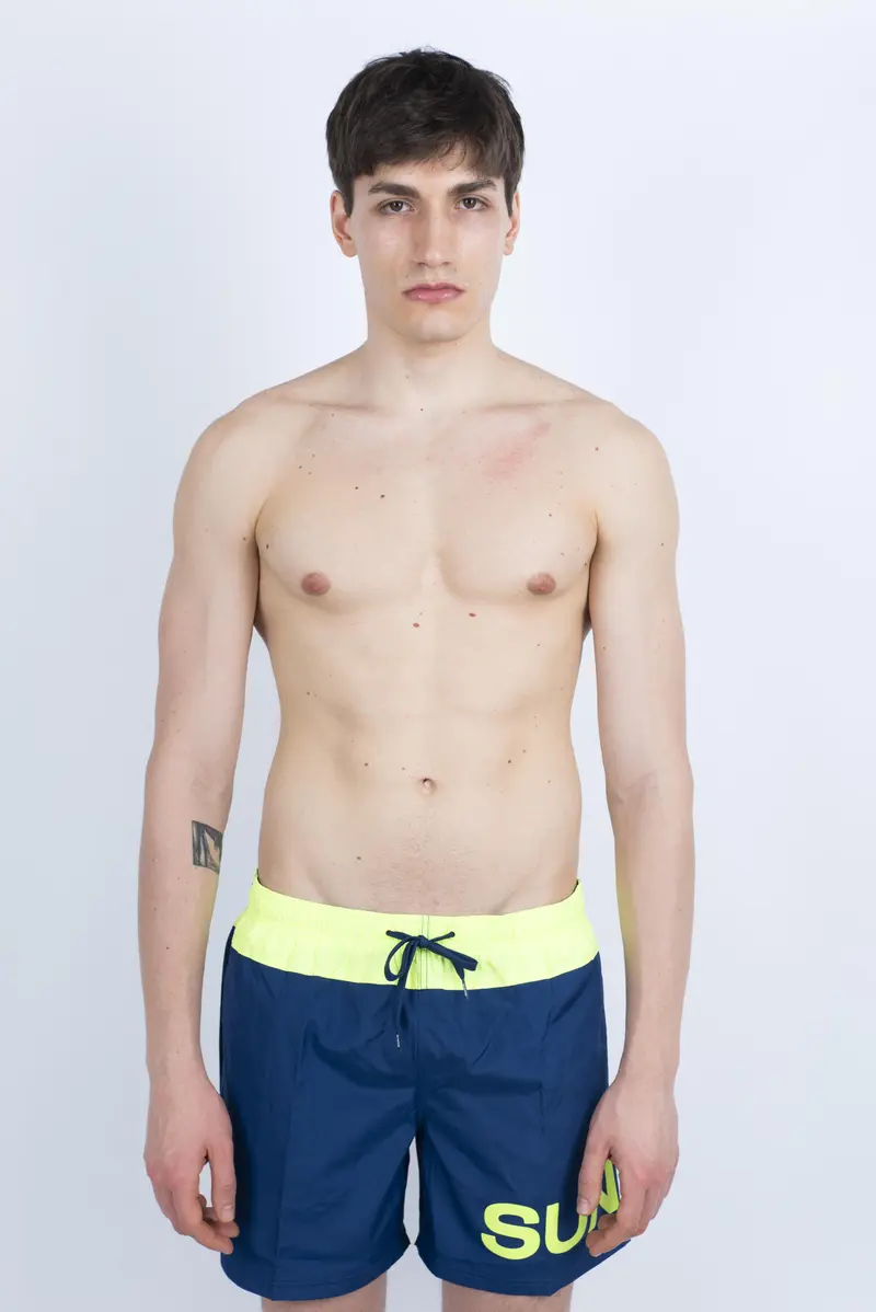 Costume da bagno corto vita elasticata Light Poly con scritta navy