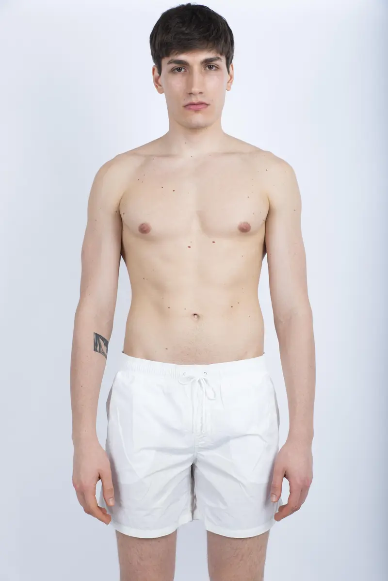 Costume da bagno corto vita elasticata Memory bianco