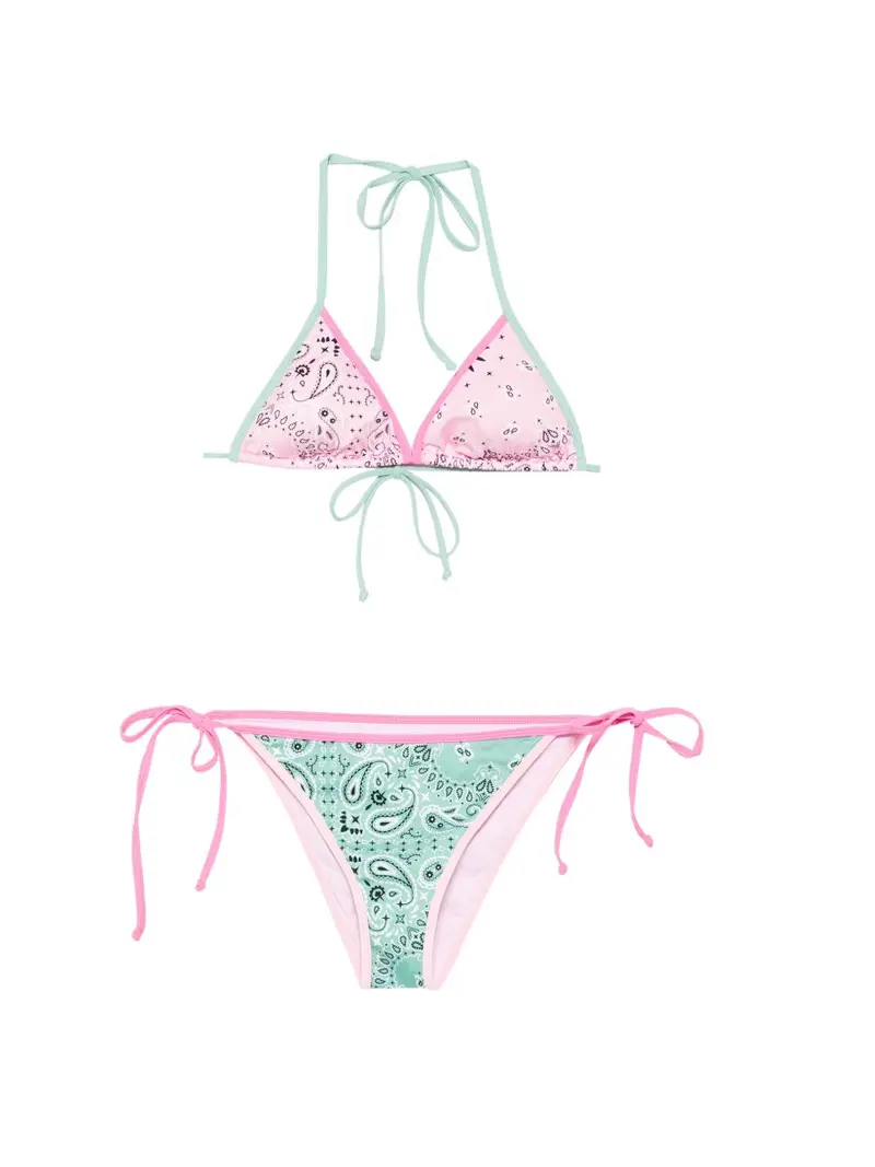 Costume due pezzi rosa/verde per bambina