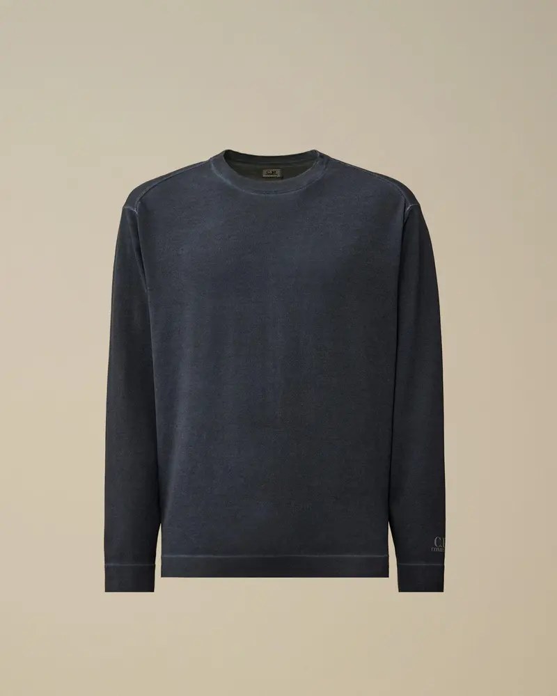 Cotton crepe double dyed crewneck sweater
