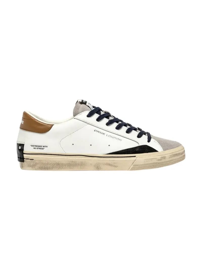 CRIME LONDON Sneaker Uomo DISTRESSED 2.0 OAK SMOKE 11070AA8 10 WHITE
