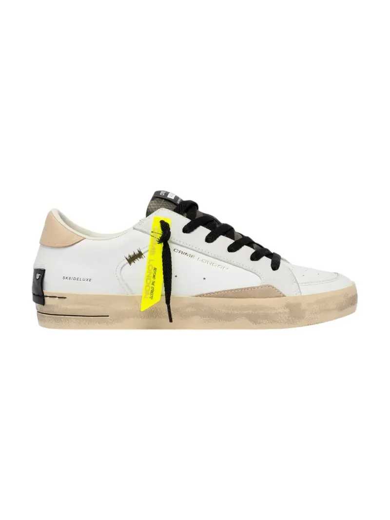 CRIME LONDON Sneaker Uomo SK8 DELUXE DUNE DRIFT 19104PP8 10 WHITE