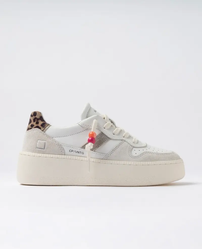 D.a.t.e. Court Platform Vintage Calf White-Leopard