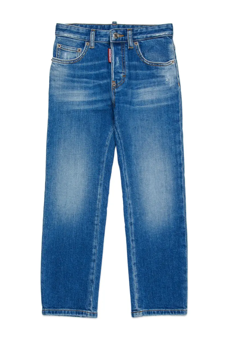 D2Kids Medium Blue Straight Jeans con abrasioni