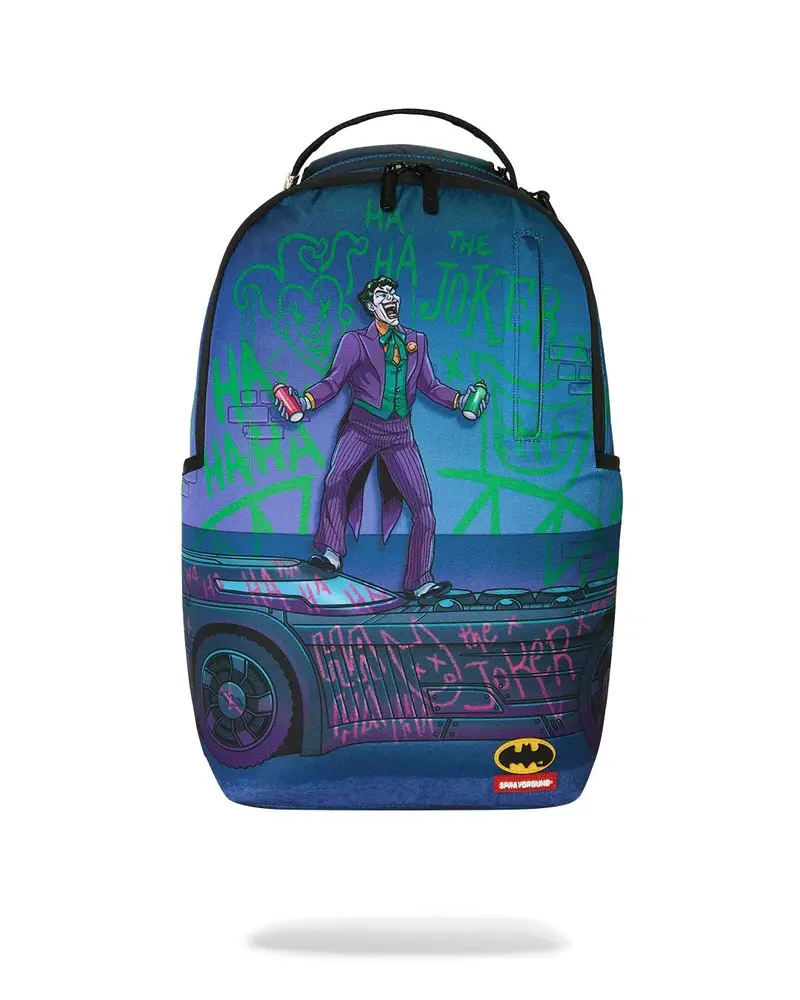 DC Joker tagged up batmobile backpack